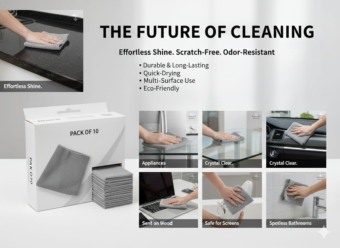 AquaShield™ Double-Action Dishwashing Rags – Premium Pack of 10 (Wet & Dry Edition)