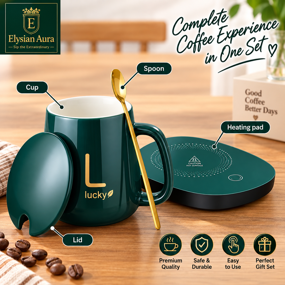 Electric Coffee Cup & Tea Kettle Gift Set
