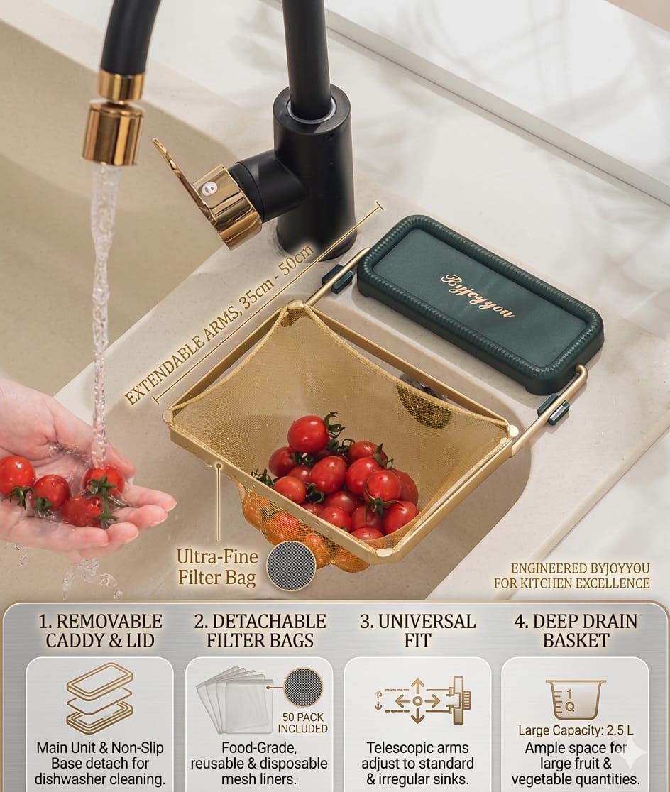 Premium Kitchen Sink Filter Rack with Sink Filter Mesh Bags (50 Pcs)