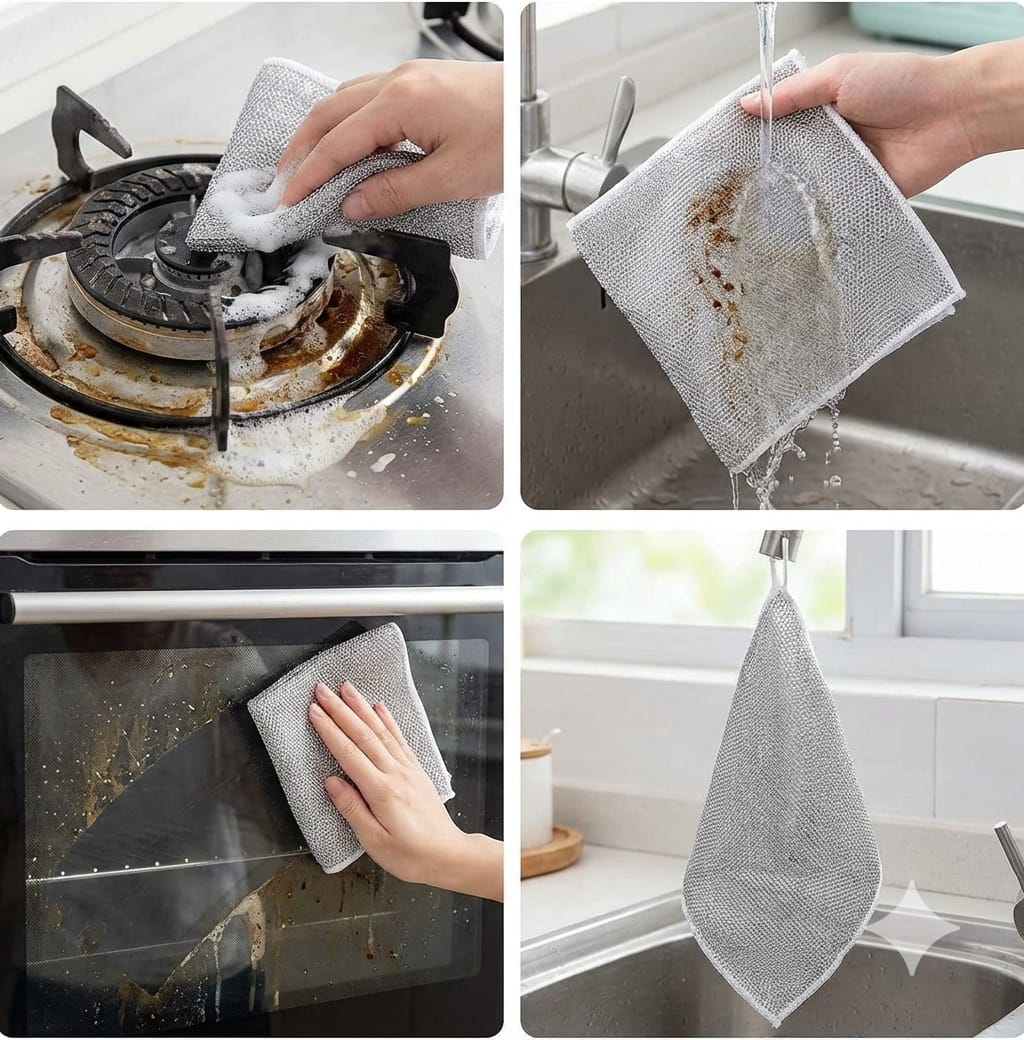 AquaShield™ Double-Action Dishwashing Rags – Premium Pack of 10 (Wet & Dry Edition)