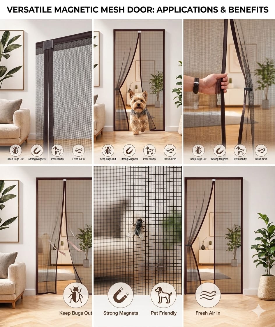 Lobby Arbus™ Premium Heavy-Duty Magnetic Mosquito Net Door | Keeps Bugs Out & Lets Fresh Air In 🌬️