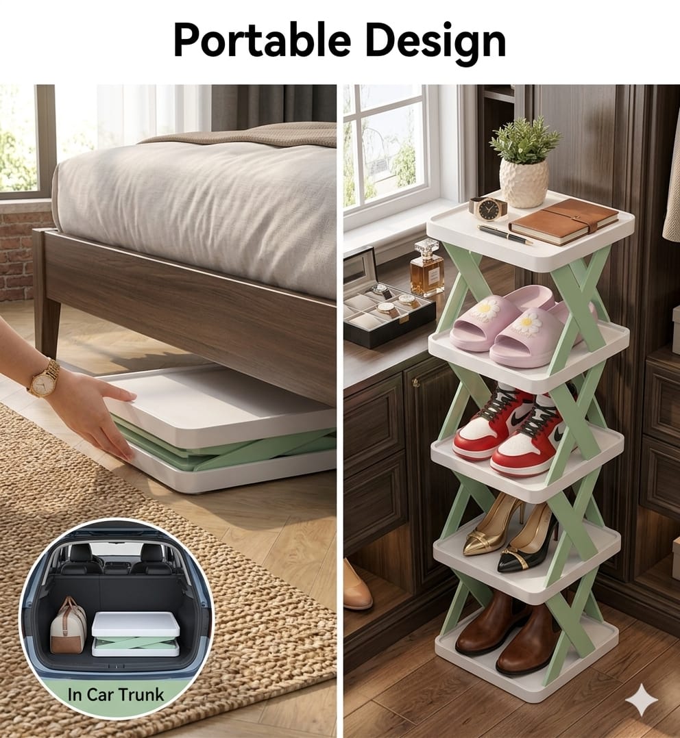 LuxeFold™ Premium 6-Tier Shoe Organizer | Space-Saving Minimalist Design | Instant Setup