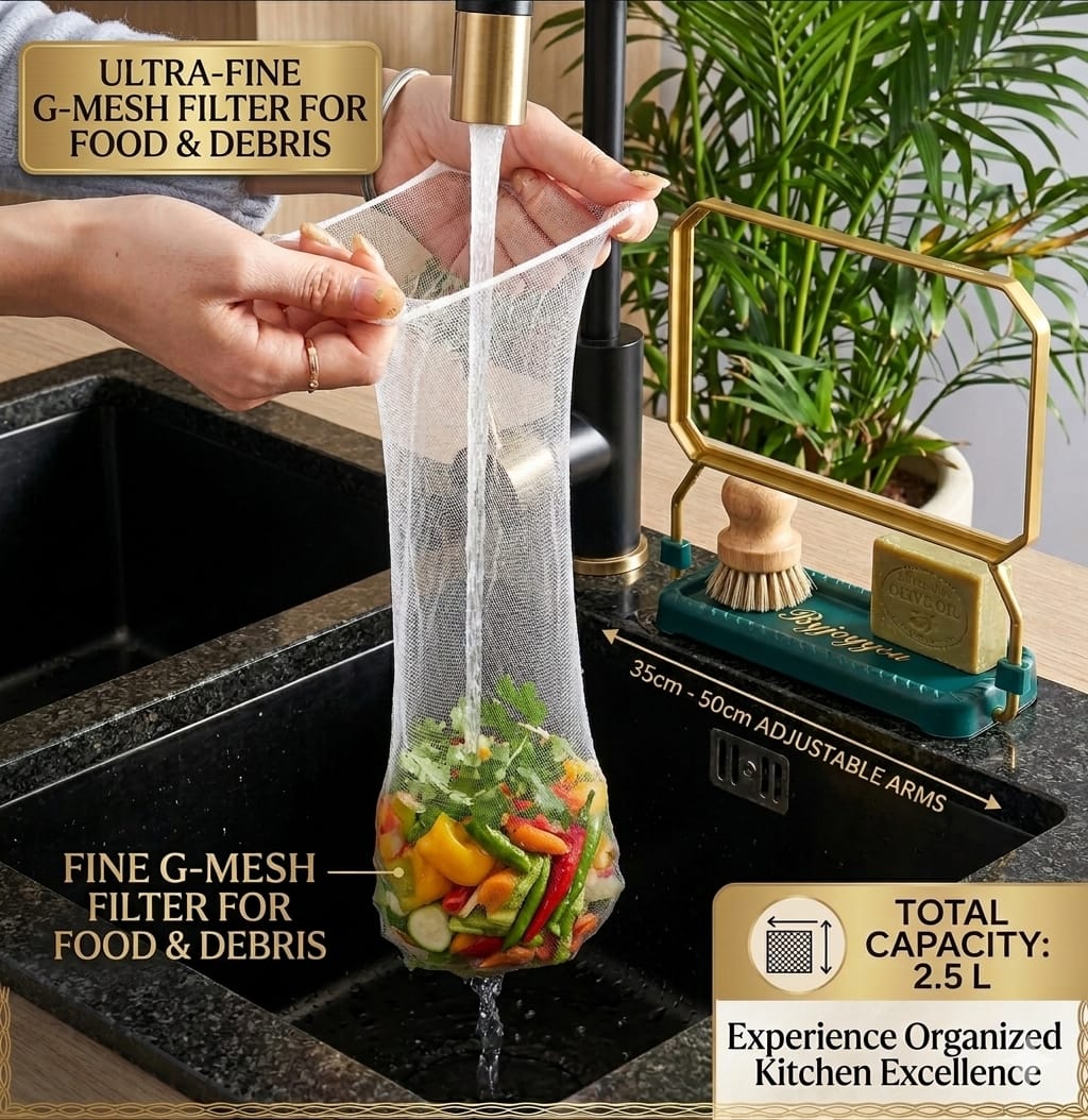 Premium Kitchen Sink Filter Rack with Sink Filter Mesh Bags (100 Pcs)