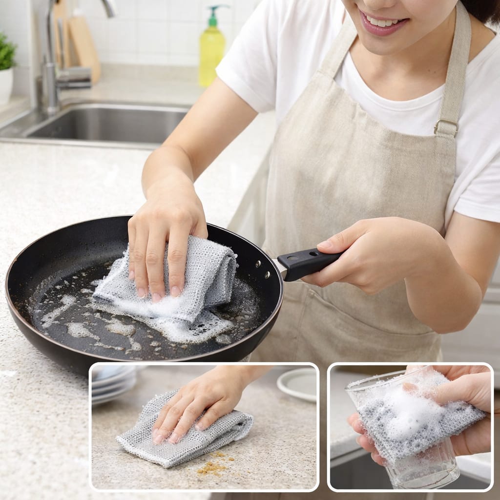 AquaShield™ Double-Action Dishwashing Rags – Premium Pack of 10 (Wet & Dry Edition)