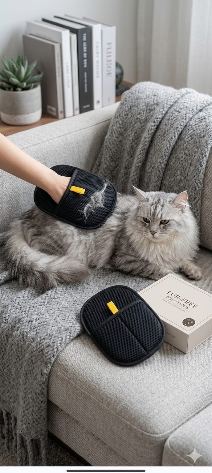 ProSweep™ Premium Reusable Pet Hair & Lint Remover Mitt For Clothes, Sofas & Furniture - Gentle Soft Mesh (Pack of 2)