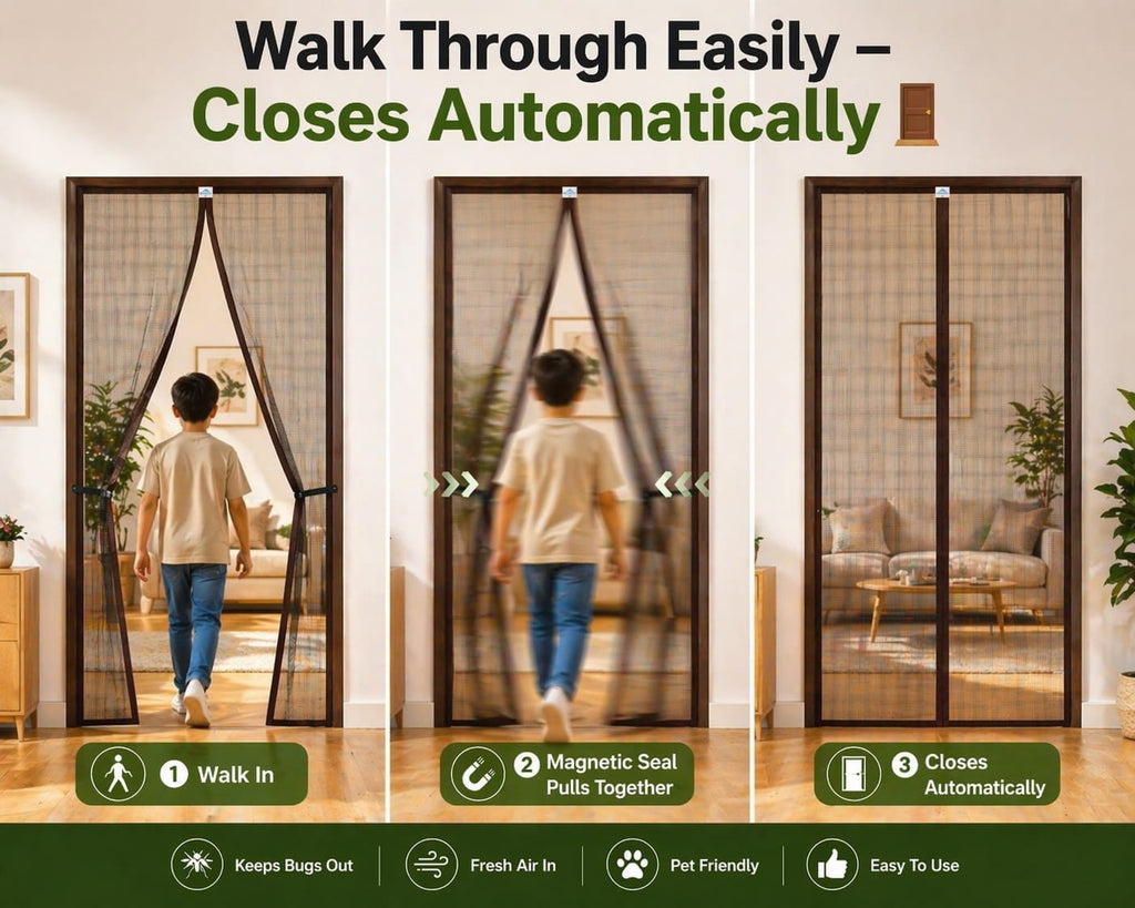 Lobby Arbus™ Premium Heavy-Duty Magnetic Mosquito Net Door | Keeps Bugs Out & Lets Fresh Air In 🌬️