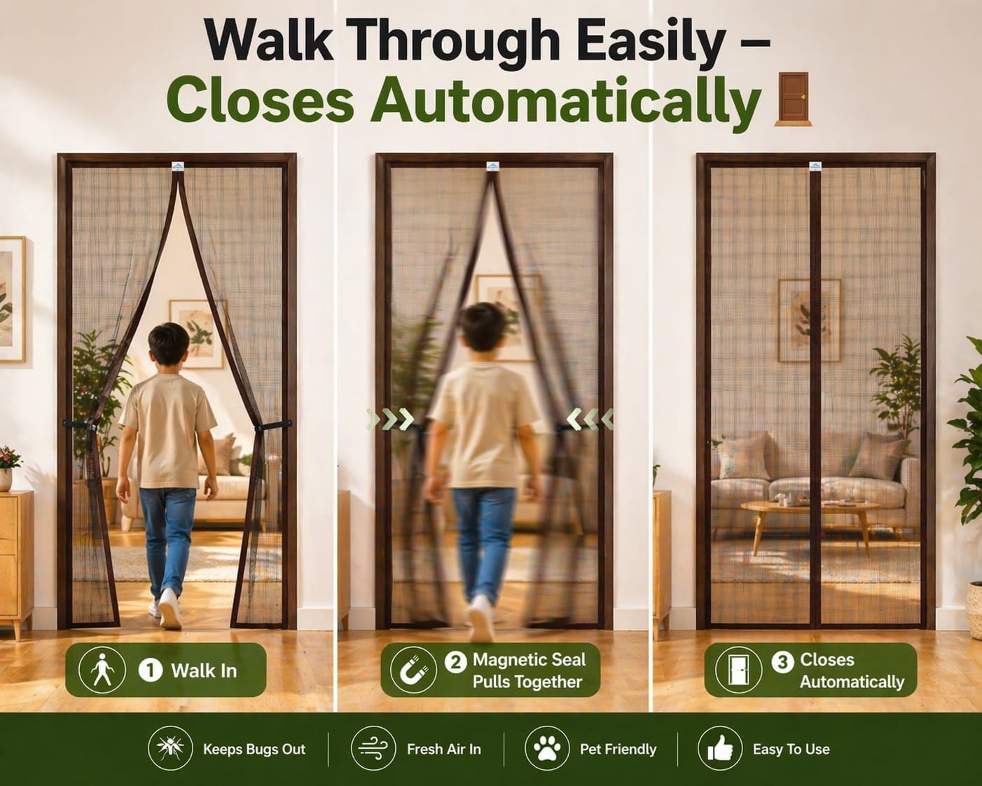 Lobby Arbus™ Premium Heavy-Duty Magnetic Mosquito Net Door | Keeps Bugs Out & Lets Fresh Air In 🌬️