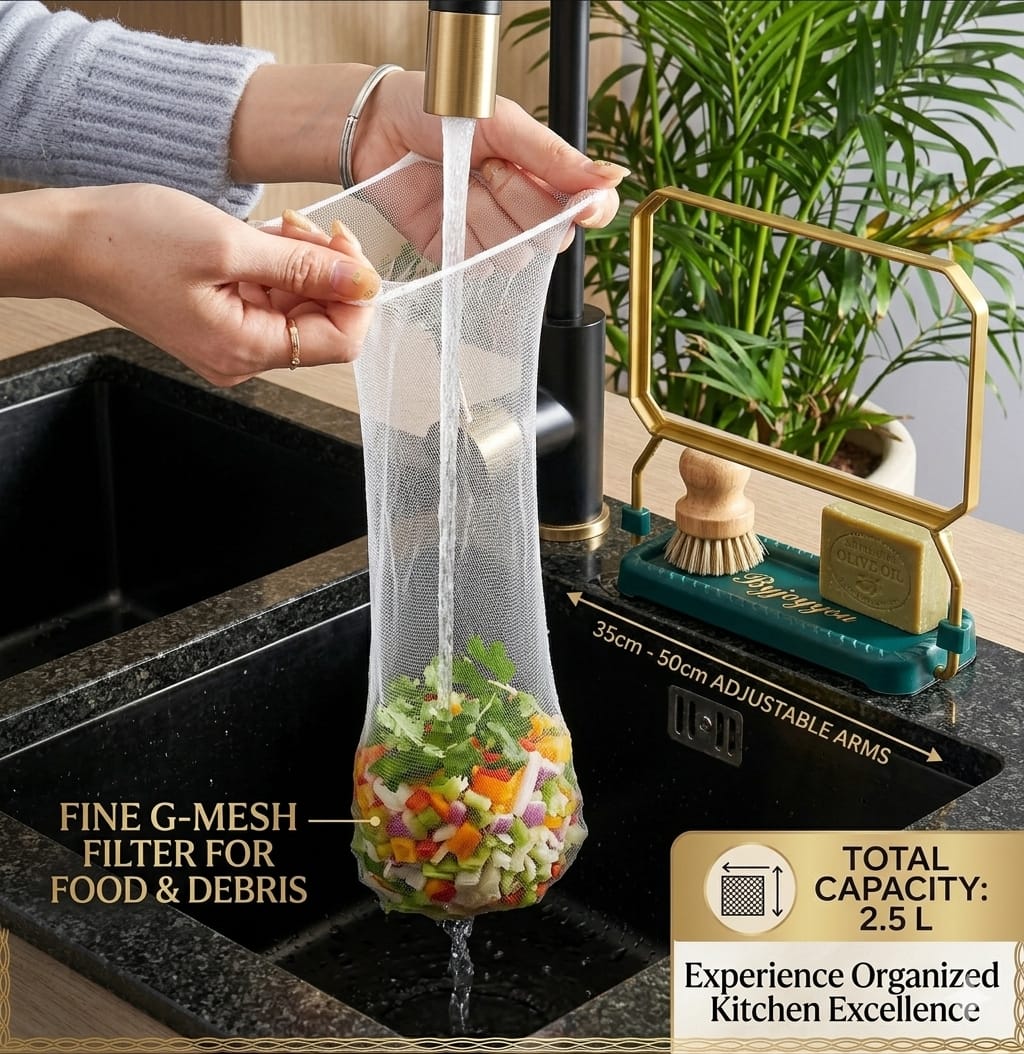 Premium Kitchen Sink Filter Rack with Sink Filter Mesh Bags (100 Pcs)
