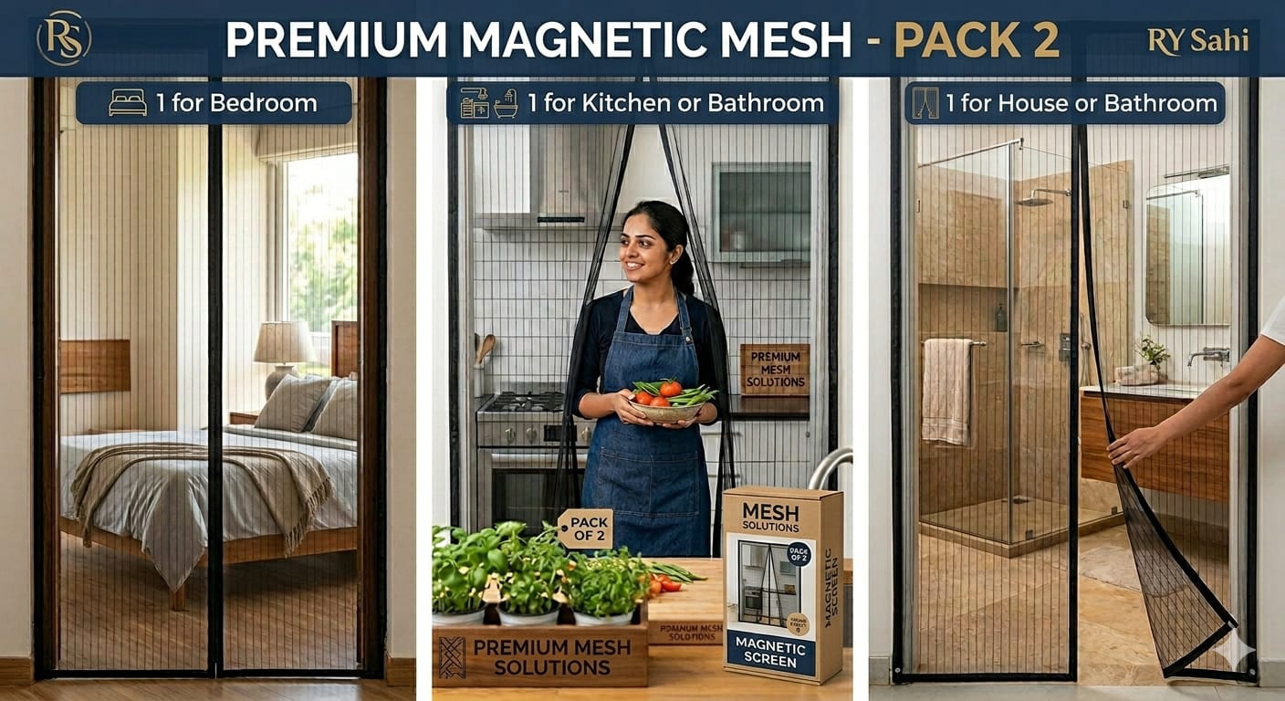 Lobby Arbus™ Premium Magnetic Mosquito Net – Pack of 2 (Double Door Combo)