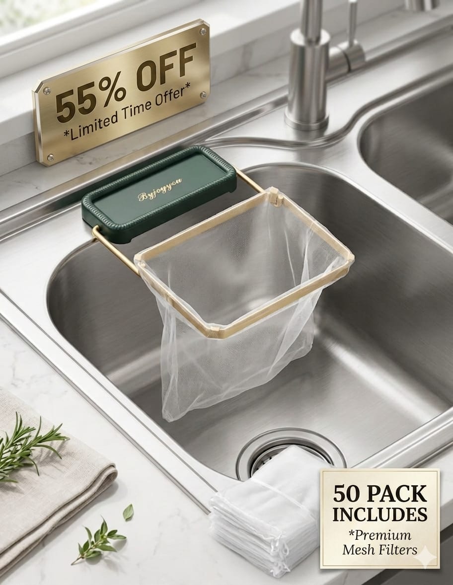 Premium Kitchen Sink Filter Rack with Sink Filter Mesh Bags (50 Pcs)