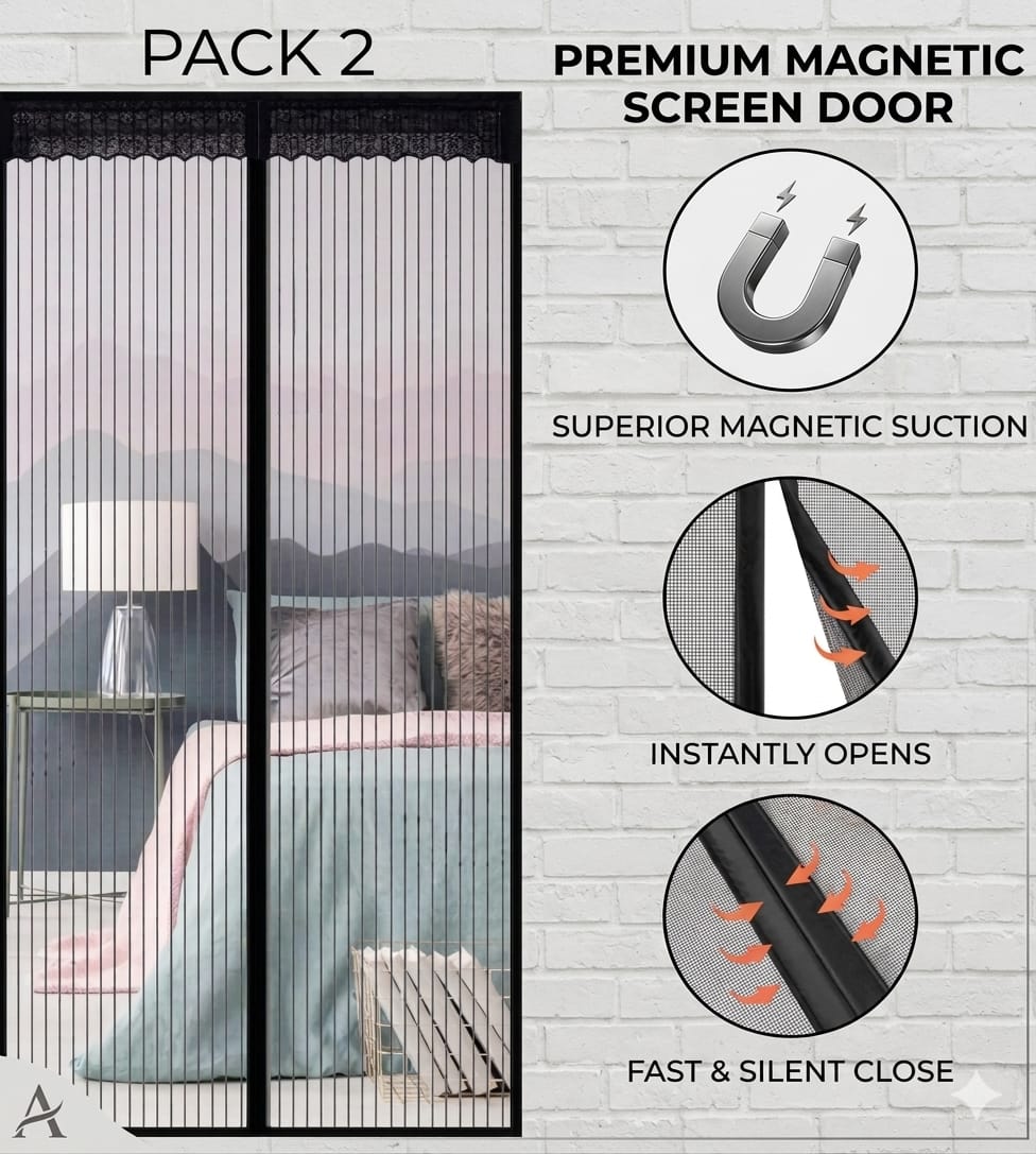 Lobby Arbus™ Premium Magnetic Mosquito Net – Pack of 2 (Double Door Combo)