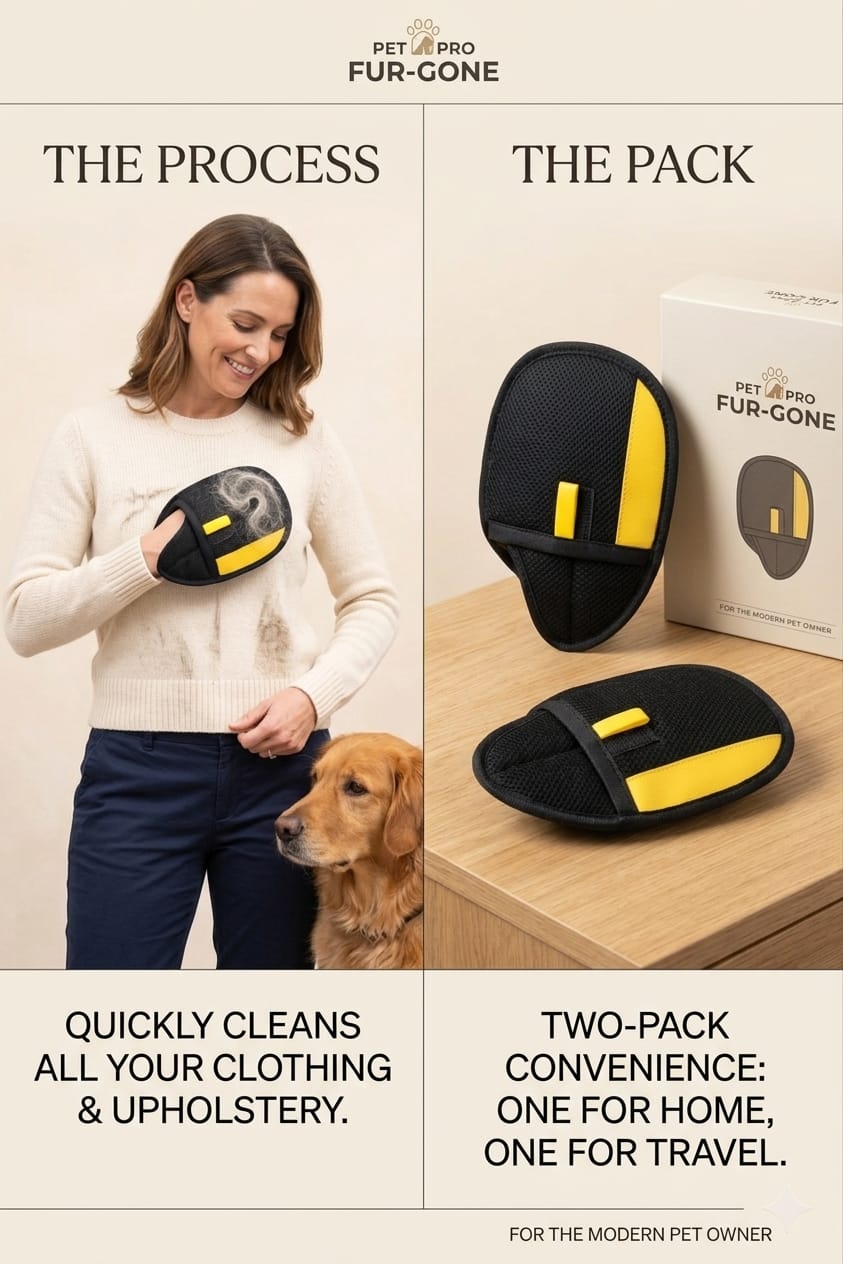 ProSweep™ Premium Reusable Pet Hair & Lint Remover Mitt For Clothes, Sofas & Furniture - Gentle Soft Mesh (Pack of 2)