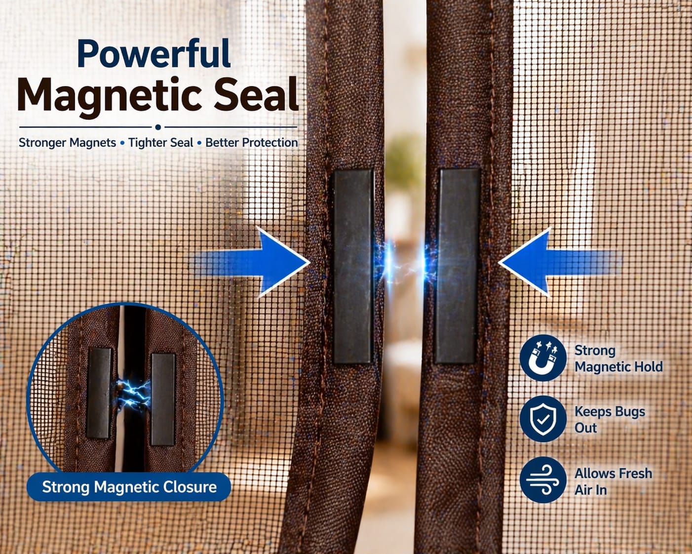 Lobby Arbus™ Premium Heavy-Duty Magnetic Mosquito Net Door | Keeps Bugs Out & Lets Fresh Air In 🌬️