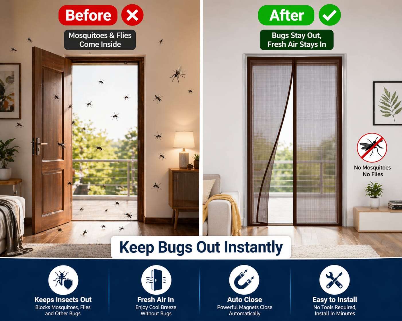 Lobby Arbus™ Premium Heavy-Duty Magnetic Mosquito Net Door | Keeps Bugs Out & Lets Fresh Air In 🌬️