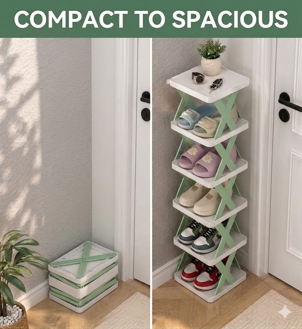 LuxeFold™ Premium 6-Tier Shoe Organizer | Space-Saving Minimalist Design | Instant Setup