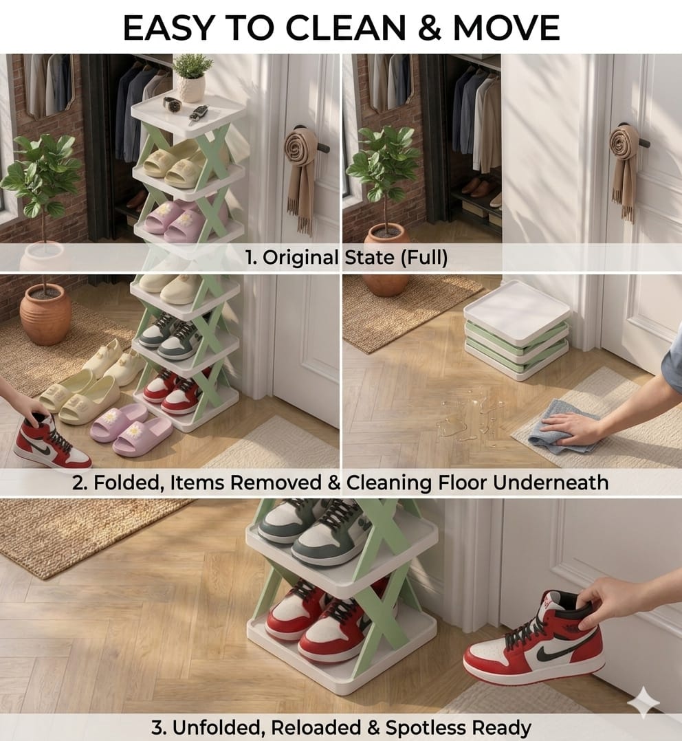 LuxeFold™ Premium 6-Tier Shoe Organizer | Space-Saving Minimalist Design | Instant Setup