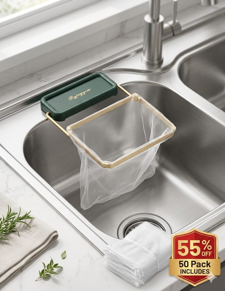 Premium Kitchen Sink Filter Rack with Sink Filter Mesh Bags (50 Pcs)