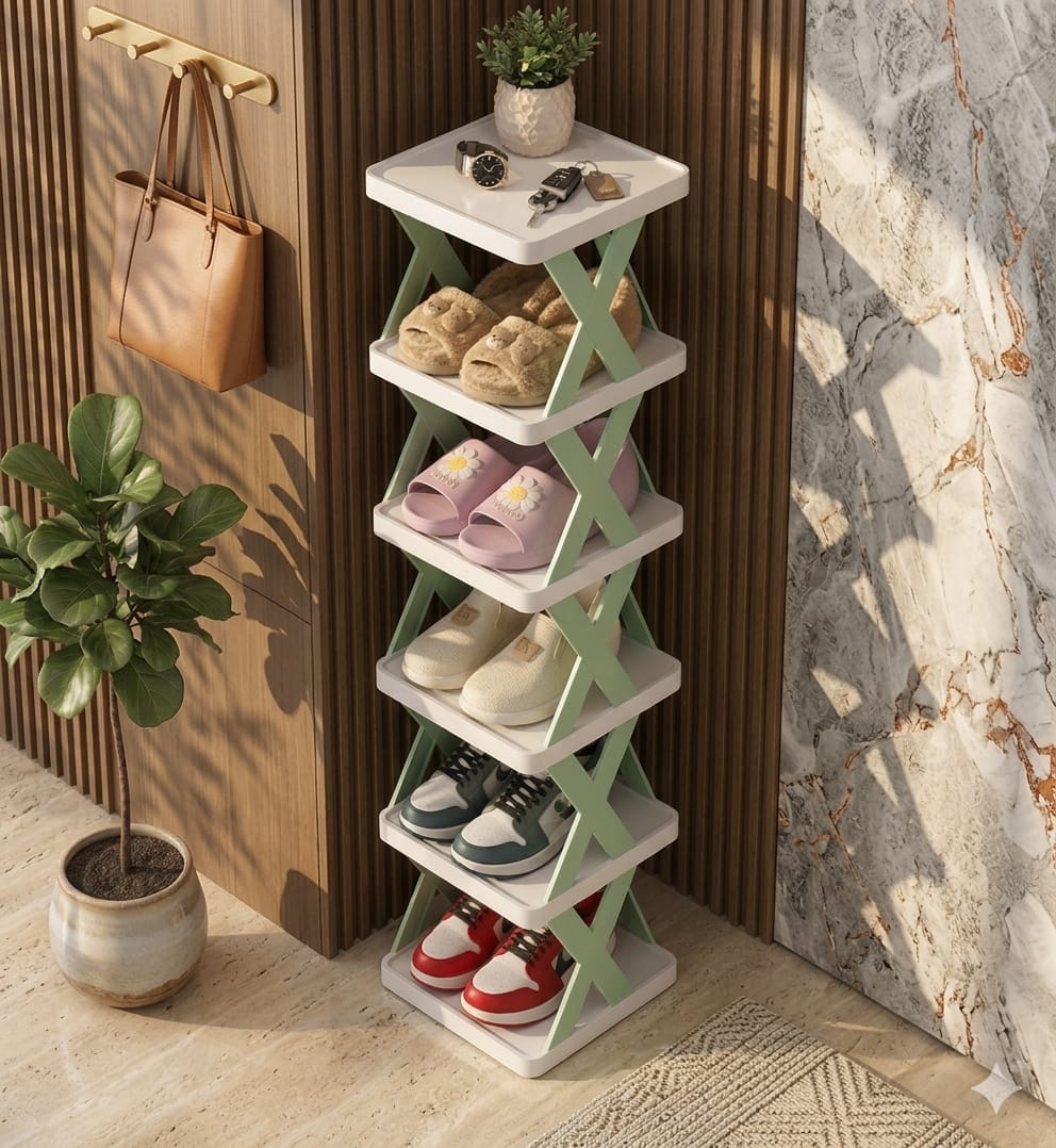 LuxeFold™ Premium 6-Tier Shoe Organizer | Space-Saving Minimalist Design | Instant Setup