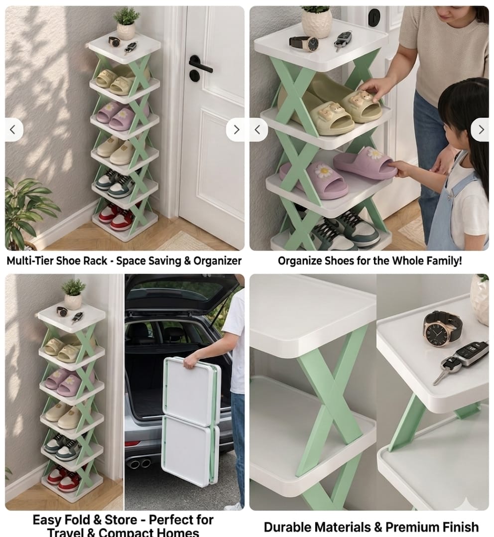 LuxeFold™ Premium 6-Tier Shoe Organizer | Space-Saving Minimalist Design | Instant Setup